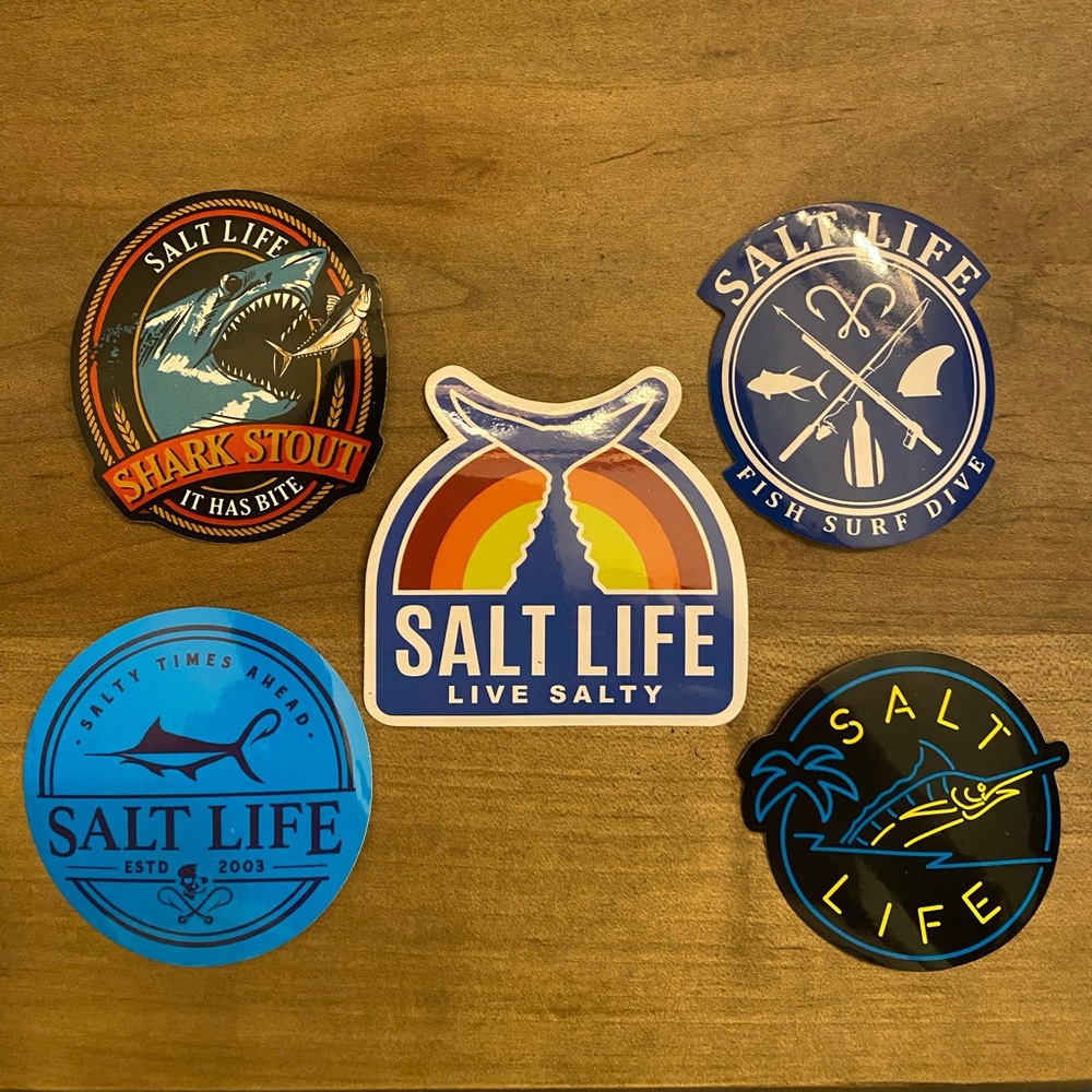 Salt Life Lot Of 5 Color Decals 2.5” New (1) Shark Stout (4) Salt Life